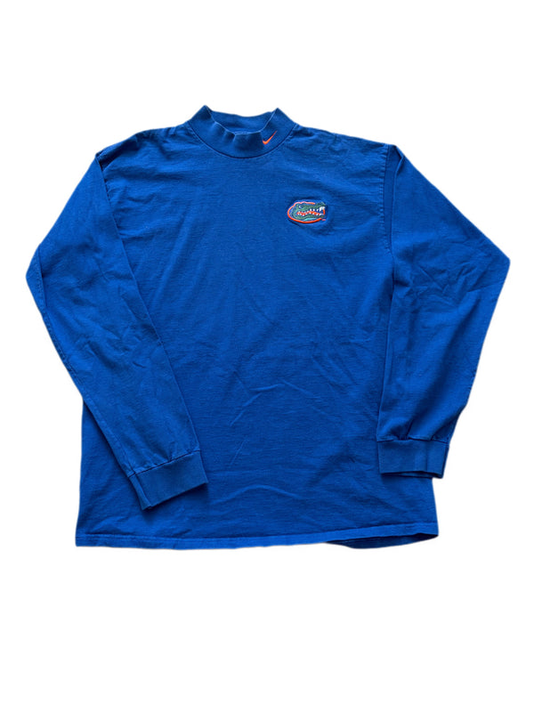 VINTAGE NIKE MOCK FLORIDA GATORS LONG SLEEVE BLUE TEE