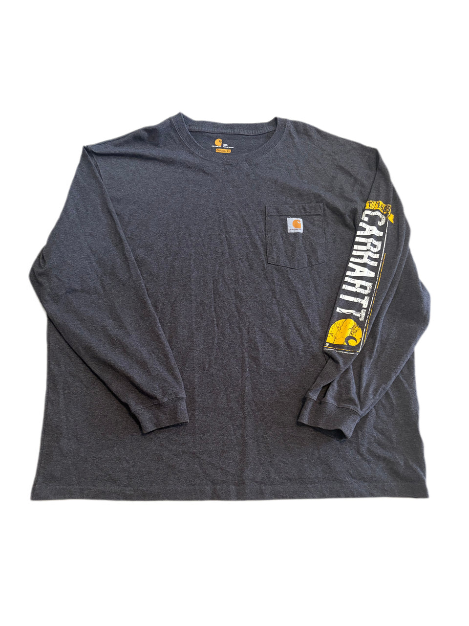 CARHARTT ORIGINAL FIT GRAY LONG SLEEVE ARM LOGO SHIRT