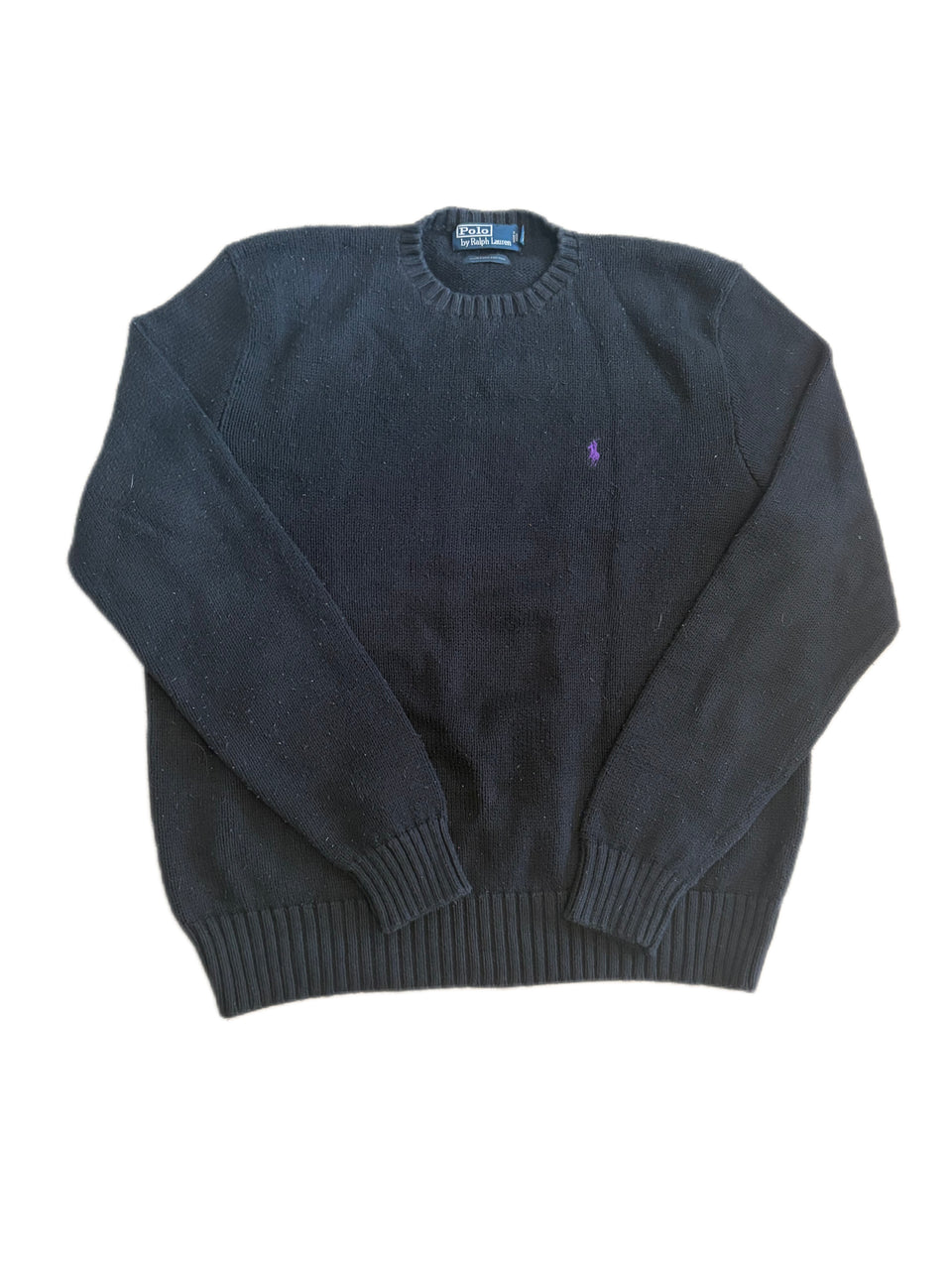 BLACK POLO RALPH LAUREN PURPLE EMBROIDERED PONY LOGO SWEATER