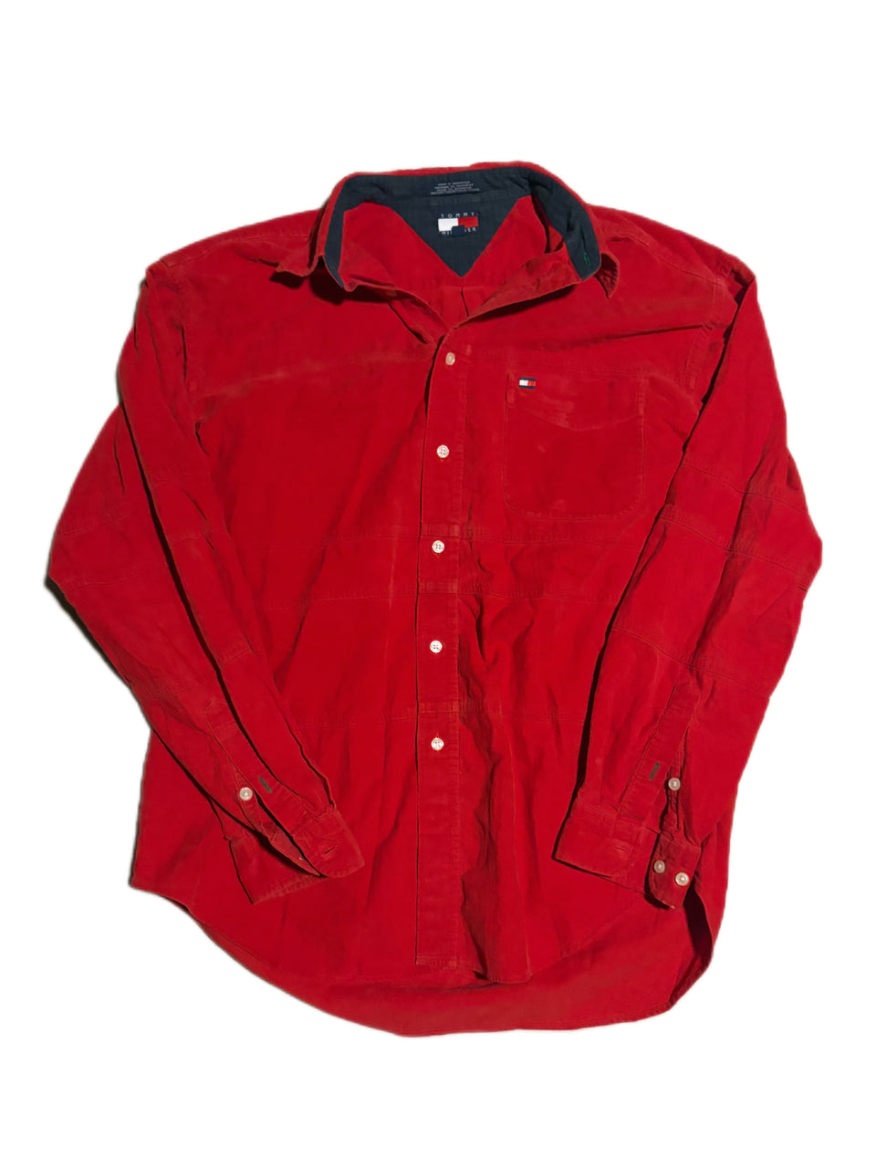 RED TOMMY HILFIGER REGULAR FIT CORDUROY BUTTON DOWN SHIRT