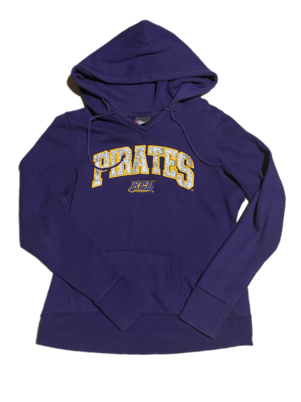 KA APPAREL WOMEN'S EAST CAROLINA PIRATES PURPLE SHINY LOGO HOODIE
