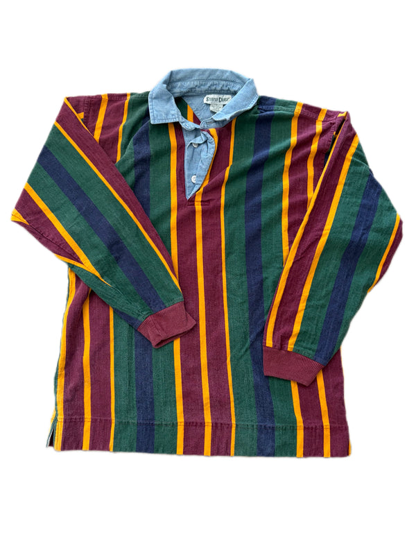 VINTAGE STEEPLE CHASE MULTI COLOR STRIPED RUGBY SHIRT