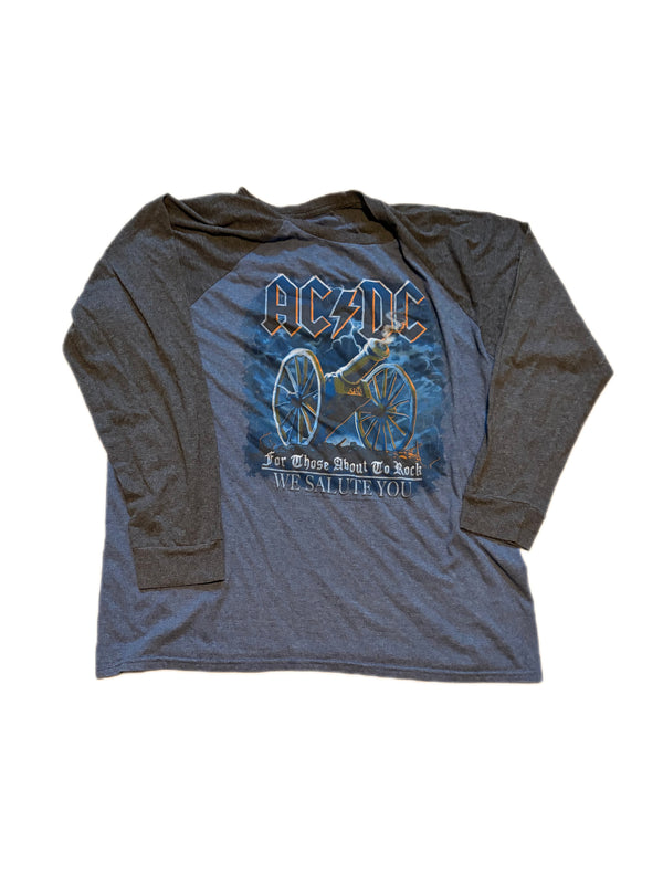 AC/DC FOR THOSE ABOUT TO ROCK RAGLAN BLUE SHIRT