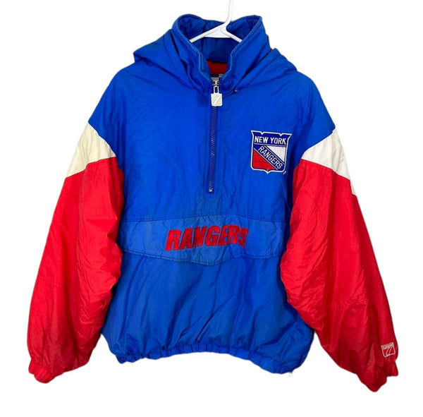 VINTAGE 90S NHL STARTER NEW YORK RANGERS HALF ZIP PULLOVER PUFFER