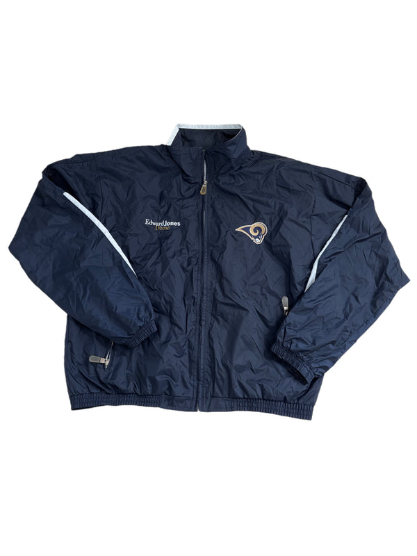 VINTAGE ST. LOUIS RAMS EDWARD JONES DOME FULL ZIP WINDBREAKER JACKET