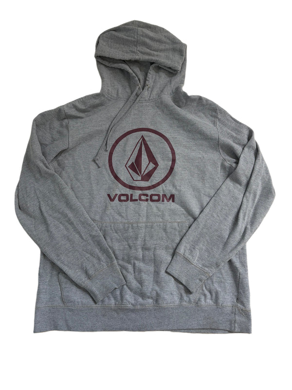 VOLCOM HEATHER GREY WITH BURGUNDY EMBLEM HOODIE