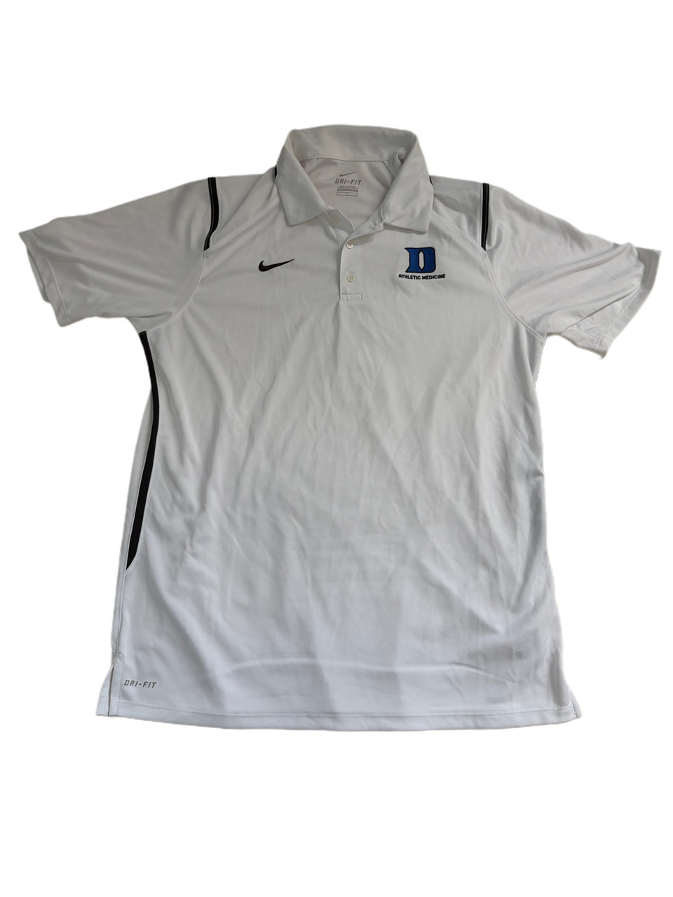 NIKE DUKE BLUE DEVILS WHITE DRI FIT ATHLETIC MEDICINE VICTORY POLO