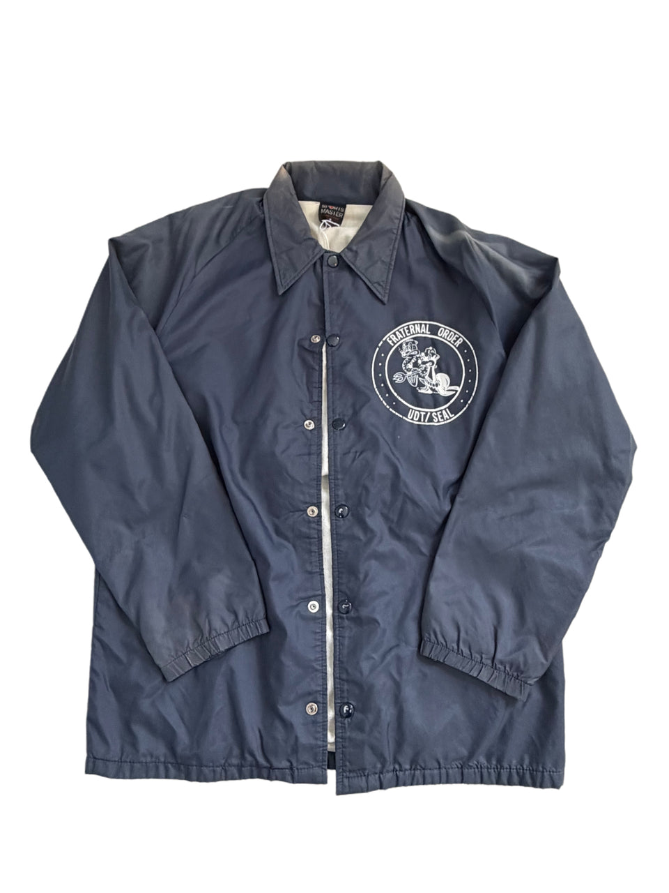 VINTAGE SPORTS MASTER FRATERNAL ORDER UDT SEAL FULL BUTTON WINDBREAKER JACKET