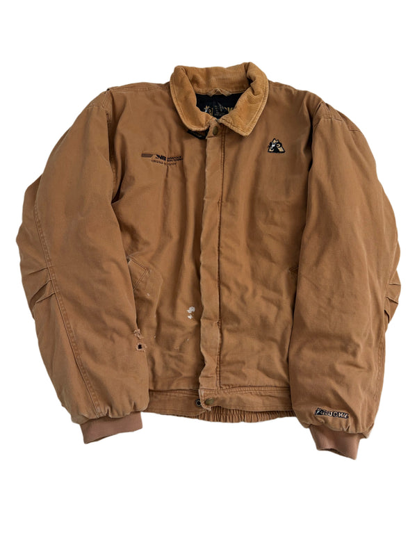 VINTAGE ROCKY BROWN CANVAS NORFOLK SOUTHERN WORK JACKET