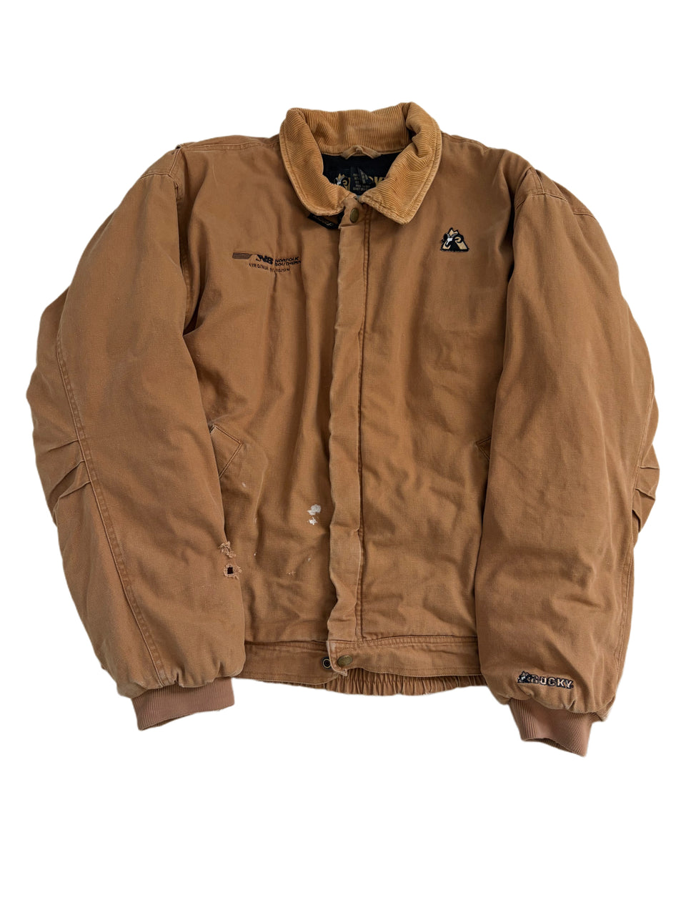 VINTAGE ROCKY BROWN CANVAS NORFOLK SOUTHERN WORK JACKET