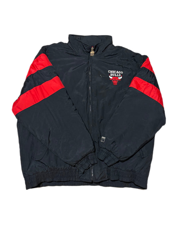 VINTAGE LOGO 7 CHICAGO BULLS EMBROIDERED QUILTED HOODED PUFFER JACKET